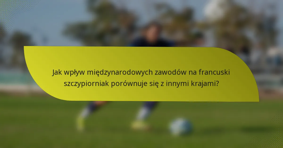 Jak wpływ międzynarodowych zawodów na francuski szczypiorniak porównuje się z innymi krajami?