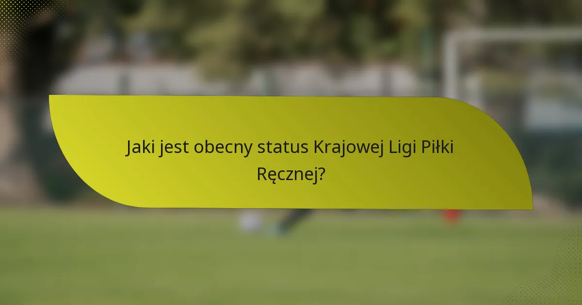Jaki jest obecny status Krajowej Ligi Piłki Ręcznej?